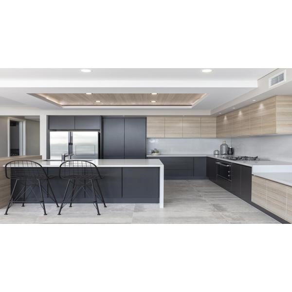 Modular Kitchen Cabinets Discount Dark Grain Melamine Board Doors for Large Kitchens