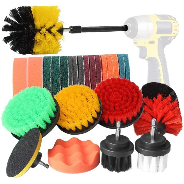 Quality 26 Pieces Drill Brush Attachment Set Power Drill Cleaning Brush Scrubber Pads wholesale