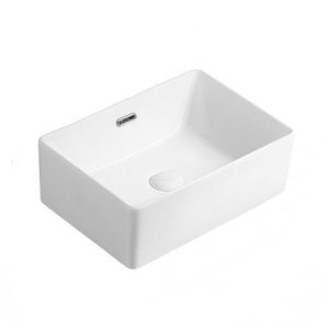 Easy Clean Glaze Porcelain White Color Only Hole Above Counter Mounted Sink Bowl