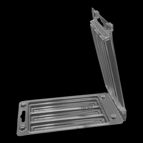 Custom Disposable Clear Plastic 3 Cell Rectangular Makeup Brush Clamshell