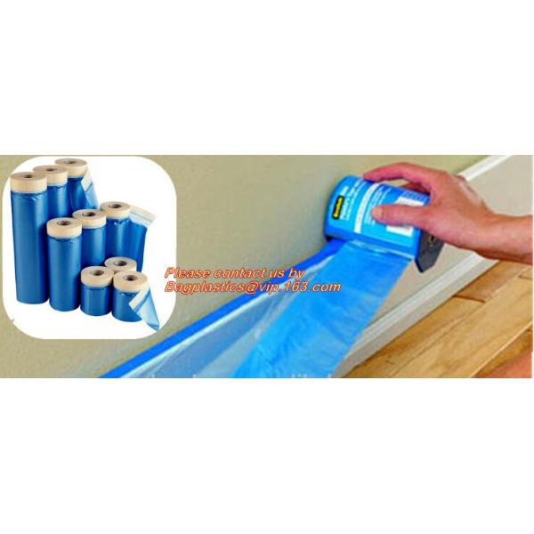 PE pre-taped drop cloth, self adhesive auto painting pre-taped masking film, Pre