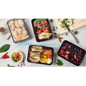 28 Oz 1 Compartment Black Rectangular Reusable To Go Lunch Prepping Boxes BPA