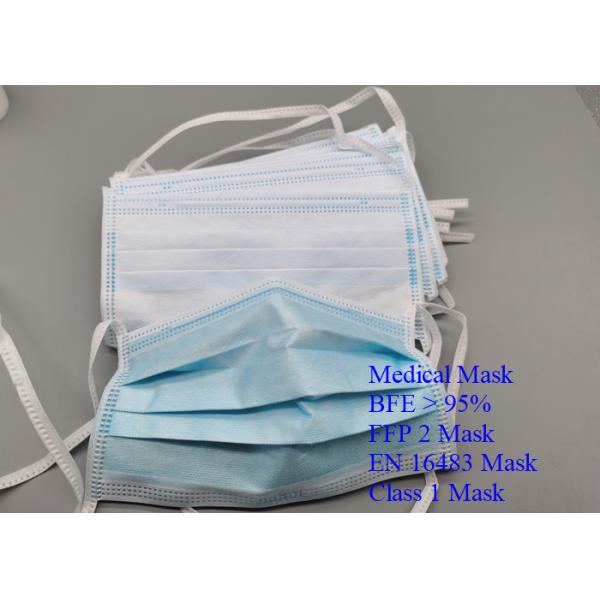 Quality Non Toxic 3 Ply Earloop Medical Mask , Anti Pollution Disposable Blue Mask wholesale