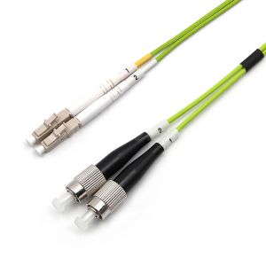 LC UPC To FC UPC Fiber Optic Patch Cable Duplex OM5 Multimode OFNR 2.0mm Lime