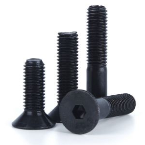 China Black Oxide Carbon Steel Flat Hex Socket Bolt Full Thread Grade10.9 DIN7991 Bolt Made on sale