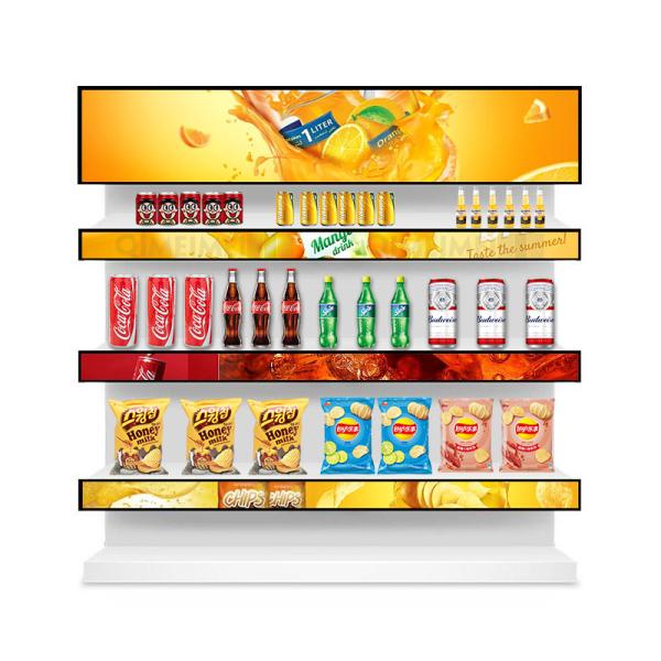 Touch Screen Stretched Bar LCD Display Supermarket Banner Advertising Media