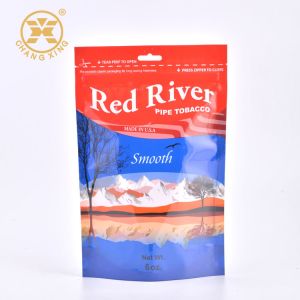 China Custom Printing Empty Tobacco Packaging Pouch With Zipper on sale