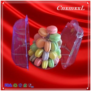 Disposable 4 Layer Plastic Macaron Packaging Mini Macaron Tower With Handle