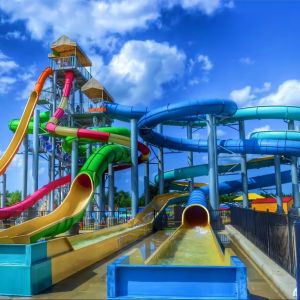 Fiberglass Spiral Water Park Slide with Pool End Suitable for Kids and Adults