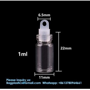 Mini Small Clear Glass Bottles Vials Tiny Jar With Plastic Stopper Miniature