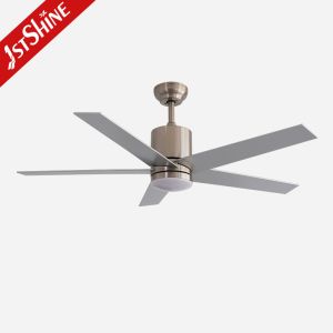 Satin Nickel Modern LED Ceiling Fan With 5 MDF Blade DC Motor Home Decorative