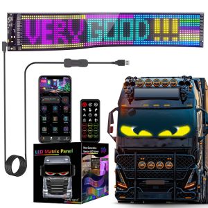 Scrolling Huge Bright Advertising LED Signs, 23.4''x4.7'' Flexible Custom USB 5V Bluetooth APP Control Text Pattern Animation Programmble LED Sign for Car Store Home Office Bar Hotel and school