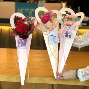 Florist Bowknot Flower Sleeve Wrapping Paper Gift Box for Recyclable Single Rose