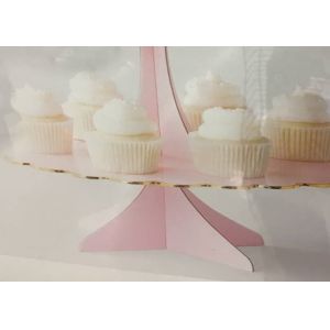 2 / 3 Tiers Paper Cardboard Cake Stand With Gold Trim Edges Round Scalloped