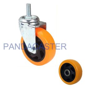 Orange Polyurethane Screw Stem Casters , Swivel Caster Wheels