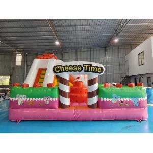 China New Design PVC Inflatable Bouncy Castle Cheese Time Inflatable Fun City With High Slide Obstacle Course For Rental on sale