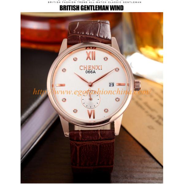 066A Fashion Business Watch Super Classic Design Rose Gold Roman Numbers Unisex Watch Hot