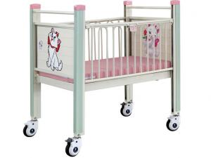 Cheap Pink Cartoon Movable Baby Bed , Steel Epoxy Baby Care Bed With Castor hospital baby bed hospital infant bed for sale