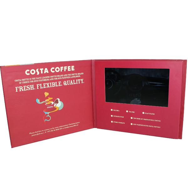 Customized Hardcover 7" Digital Lcd Video Brochure Built In Speaker For