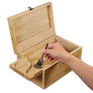 Combination Lock 10.3in Wooden Cigar Box Glass Jars Bamboo Box With Lock