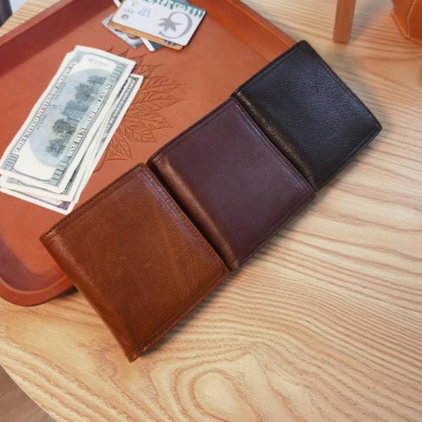 Multi-Card Slot Men's Wallet with RFID Protection and Genuine Cowhide Leather