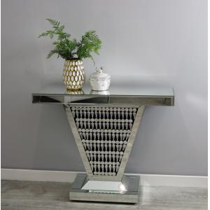 Sparkly Mirrored Crushed Diamond Teardrop Console Table For Living Room