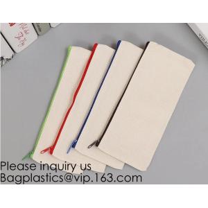 Office Stationery custom logo printed plain Cotton Canvas pencil case bag with