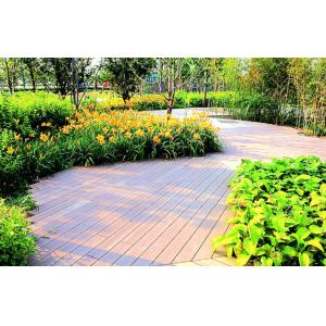 Cheap Grain Surface Wood Deck Tiles , Park Decoration Plastic Decking Planks for sale