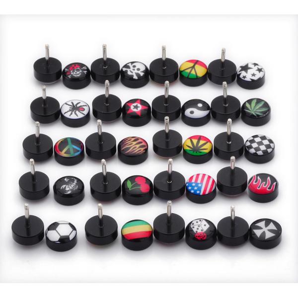 Free Shipping Fake Ear Plugs Studs Earrings For Logo Print Anti-allergic Piercing Jewelry