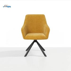Elegant Yellow Rotating Dining Chair with Fabric Cover and Iron Frame Modern