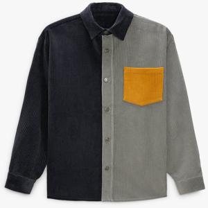 Men's Casual Jacket with Turn Down Collar Color Block Custom Graphic Overshirt