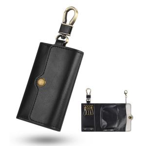 Black RFID Blocking Case Prevent Signal Relaying Two Fold 4 Hooks Keyring