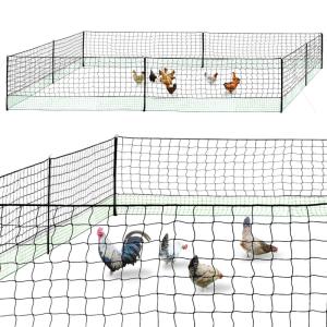 50 M Chicken Net Fence Kit With Gate Double Pointed Posts in Green with