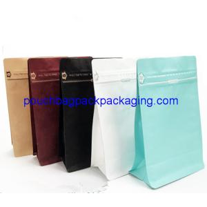 Square Block Flat Bottom bag, block bottom pouch with zip lock and valve for