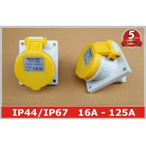 Angled Panel Mounted Industrial Power Socket switch 110V 16A IP44 3 Pin For