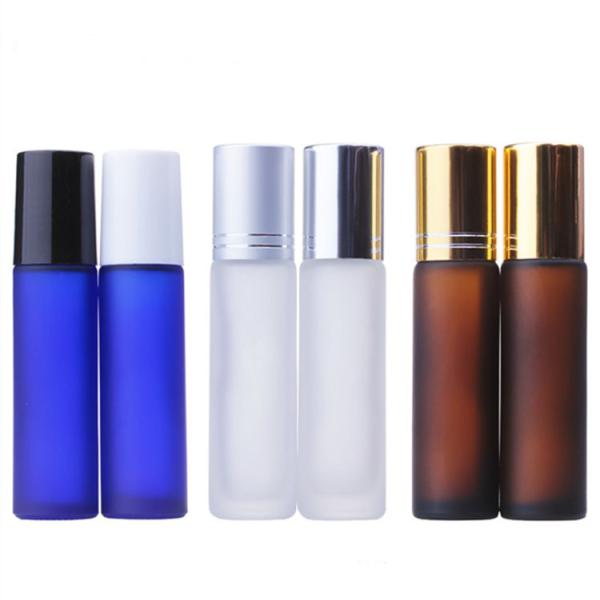 10ml Refillable Roll On Perfume Bottle Amber Blue Transparent Frosted Glass