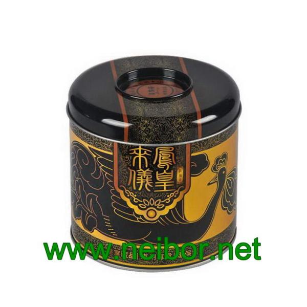 Quality Dual functions round tea tin container tea box with 2 lids wholesale