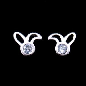China Cute Animal Rabbit Earrings CZ Stone Simple Accessory 925 Silver Jewellery on sale