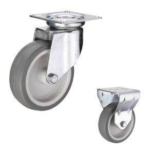 TPR 100mm 70kg Loading Rubber Casters With Double Brake