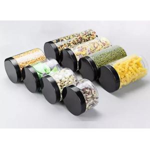 Cheap Empty Screw Cap 400ml Plastic Jar Transparent Refillable With Black Lid for sale