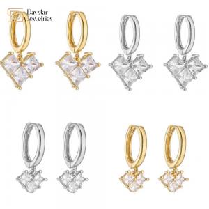 China Women Diamond 18k White Gold Plated Earrings Cubic Zirconia Charm Pendant on sale