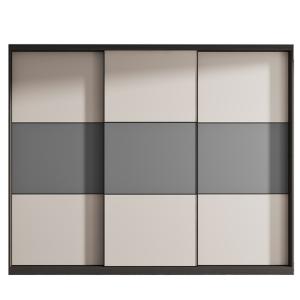 Black Melamine  Wardrobe With 3 Sliding Door  For Bedroom Closets