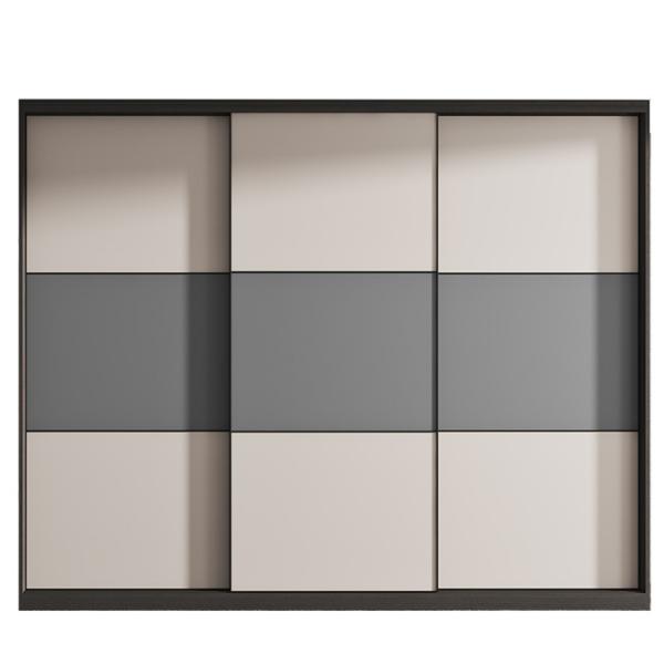 Quality Black Melamine  Wardrobe With 3 Sliding Door  For Bedroom Closets wholesale