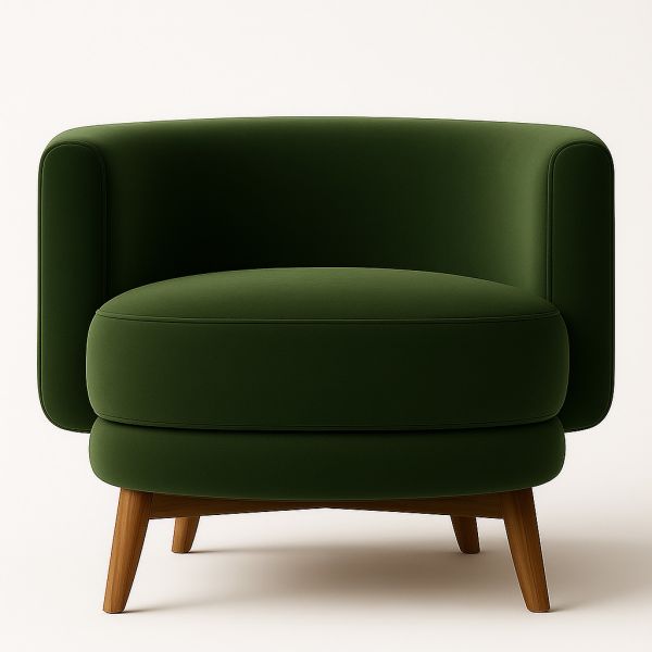 Quality Modern Velvet Round Accent Chair with Solid Wood Legs and 82×75×75 cm Dimensions wholesale