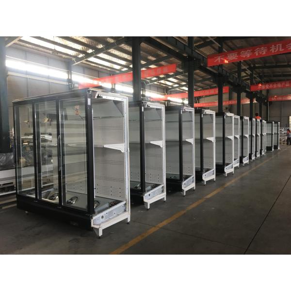 Grey Refrigerated R404a Sliding Glass Display Case For Supermarket Commercial