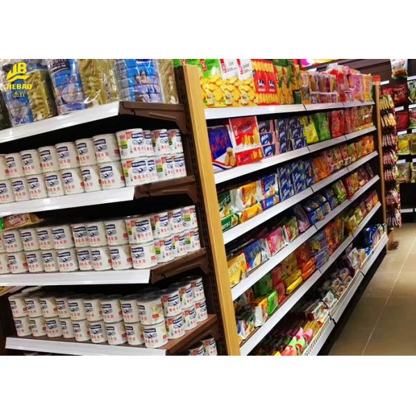 Wall Side Convenience Store Shelf Rack With Square Light Box 2.2M High / Retail Shop Shelving