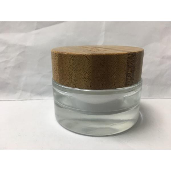 Quality Empty 50g glass lotion containers with Wooden Cap Eco Friendly wholesale