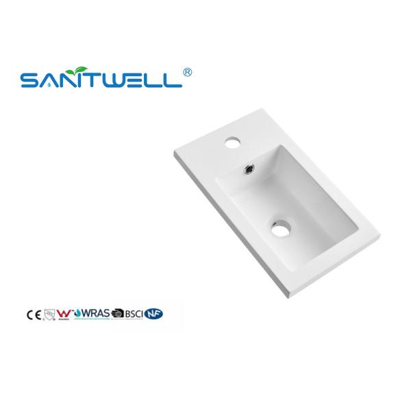 SWZ401 Popular Design Single Hole Artificial Stone Basins Glossy White Rectangle