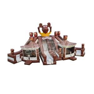 Cheap Amusement Park Inflatable Jumping Castle With Three Slides for sale