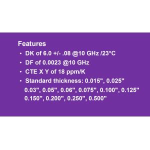 Rogers TMM 6 thermoset microwave material with bare copper, HASL, ENIG, OSP
